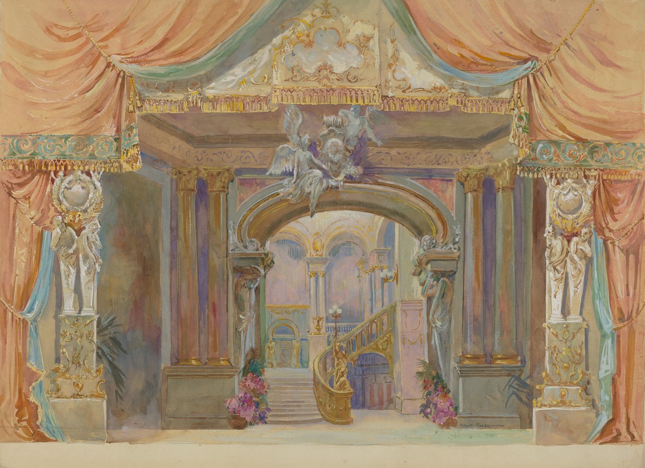 Színpadi díszlet, c. 1938. alkotó: Gilbert Sackerman