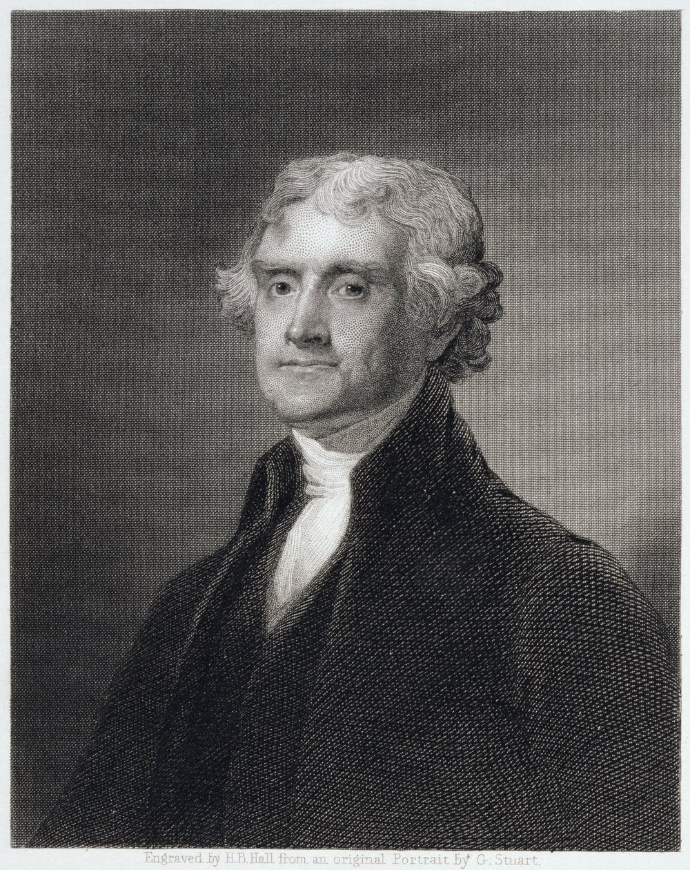 Thomas Jefferson portréja, Henry Bryan Hall (1808-84) metszete alkotó: Gilbert Stuart