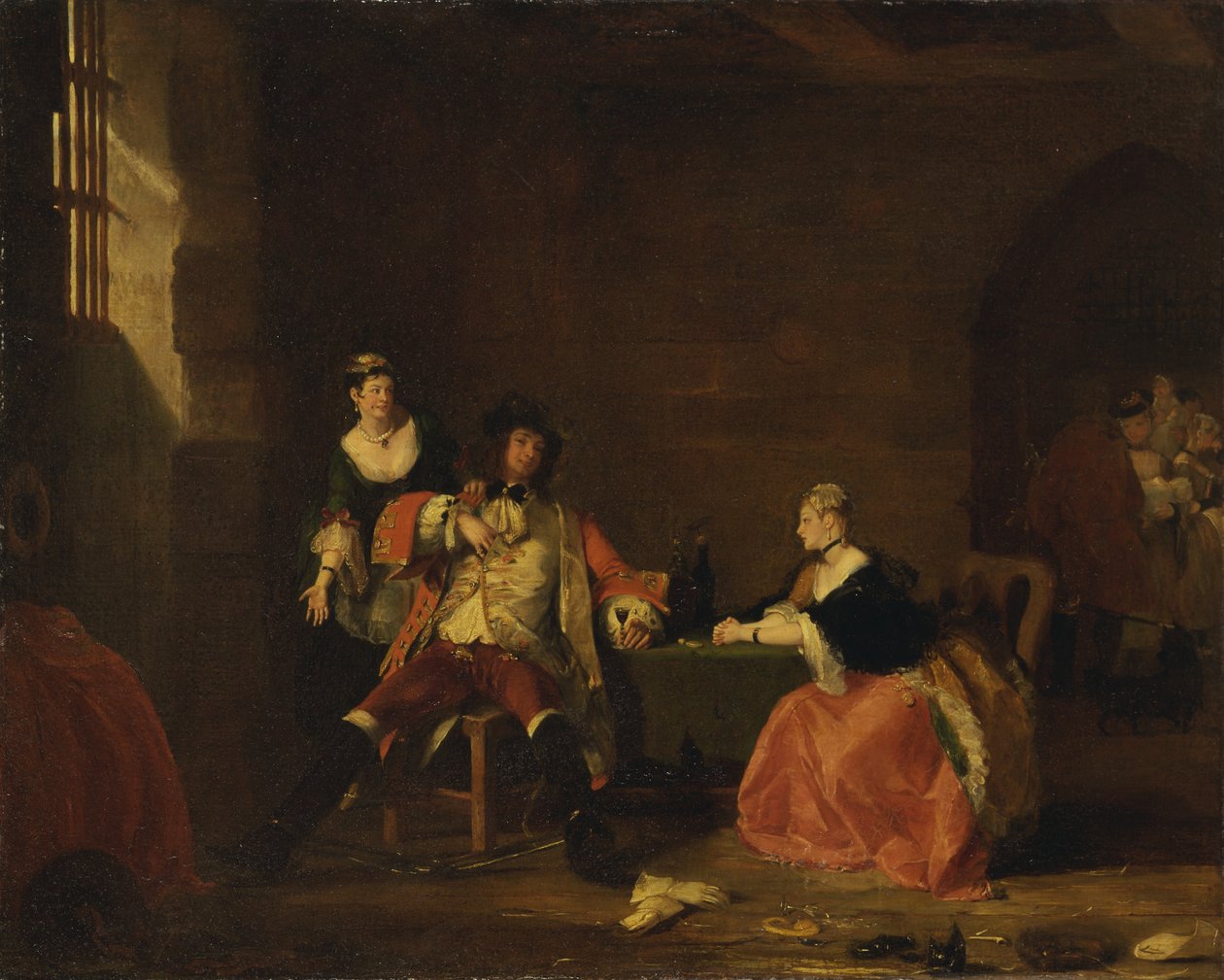 Macheath kapitány, akit Polly és Lucy a "Koldusoperában", 1826 alkotó: Gilbert Stuart Newton