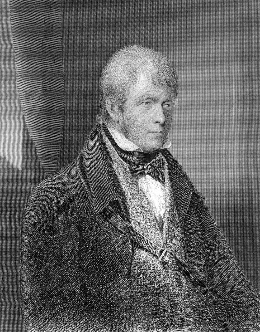 Walter Scott portréja (metszet) (bw fotó) alkotó: Gilbert Stuart Newton