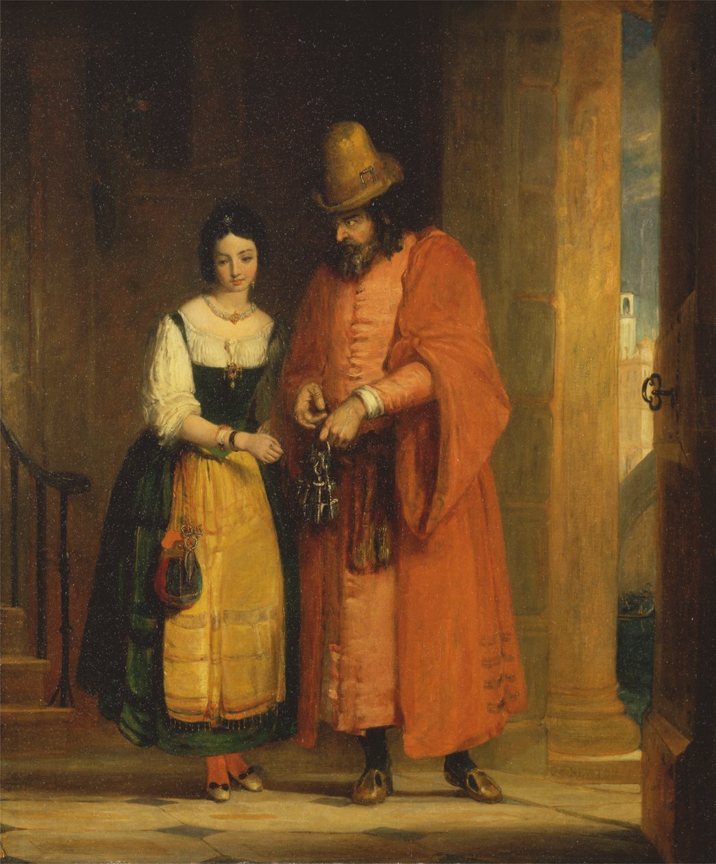Shylock és Jessica a „velencei kereskedőből”, II., ii alkotó: Gilbert Stuart Newton