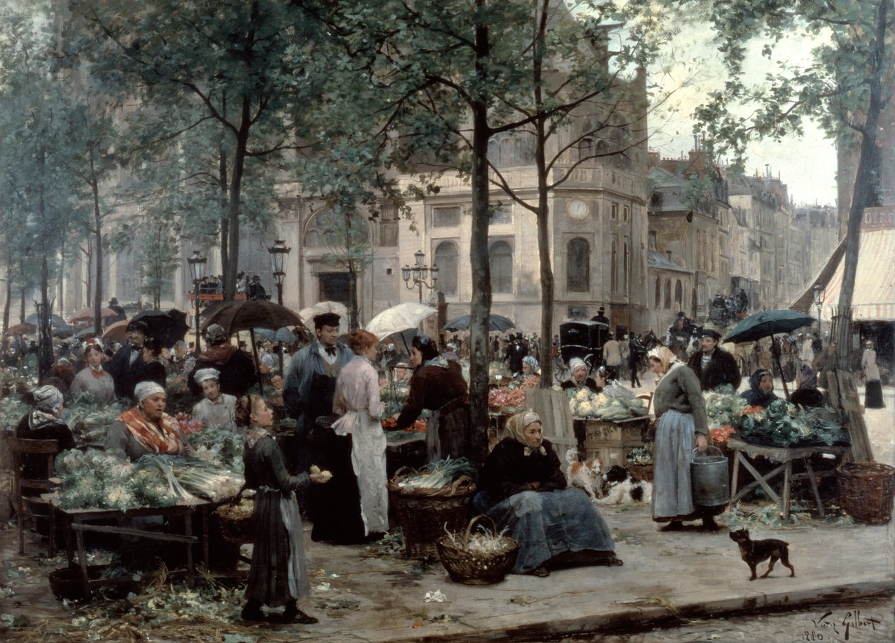 "Les Halles, párizsi központi piac", 1880 alkotó: Gilbert Victor Gabriel