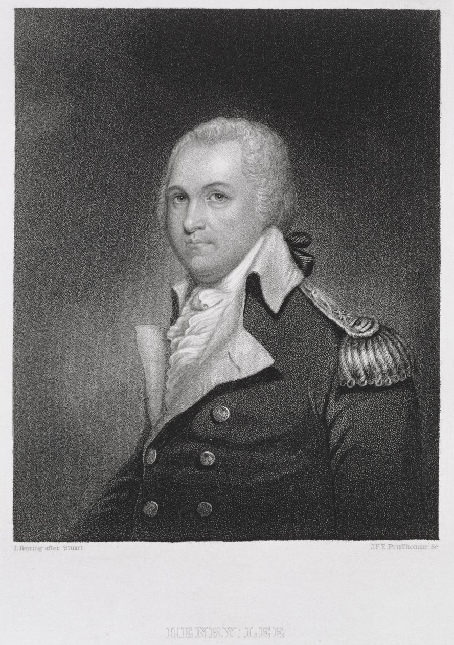 Henry Lee tábornok (1756-1818), John Francis Eugene PrudHomme (1800-92) metszete James Herring (1794-1867) eredeti festményének másolata után alkotó: Gilbert after Stuart