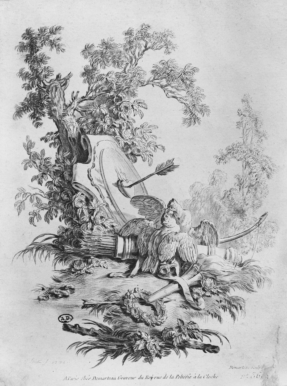 A két galamb, illusztráció a Fables de la Fontaine-hez, 1772 alkotó: Giles Demarteau
