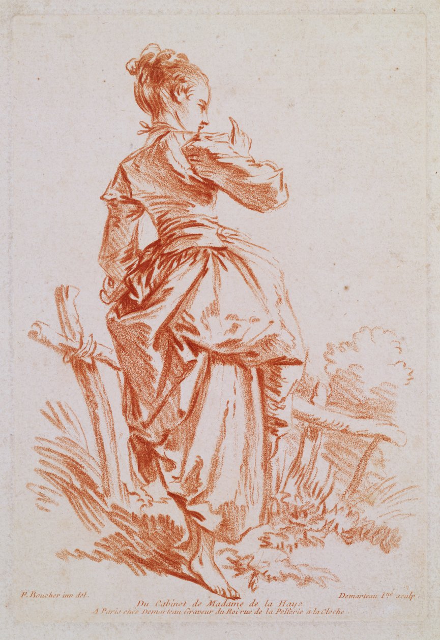 Pásztorlány (Boucher nyomán rézkarc); alkotó: Giles Demarteau