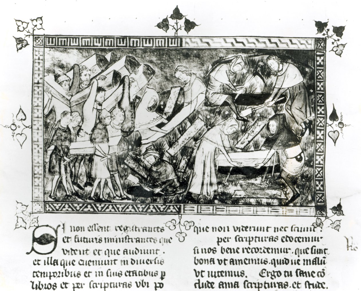 13076-77 f.24v Black Death at Tournai, Gilles de Muisit, 1349 után alkotó: Gilles Le Muisit