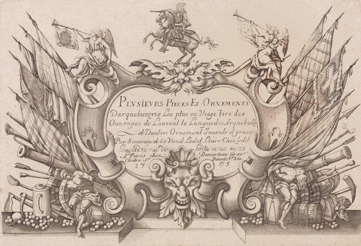 Számos darab és dísz Darquebuzerie 4. bővített kiadás, kb. 1776. alkotó: Gilles Antoine Demarteau
