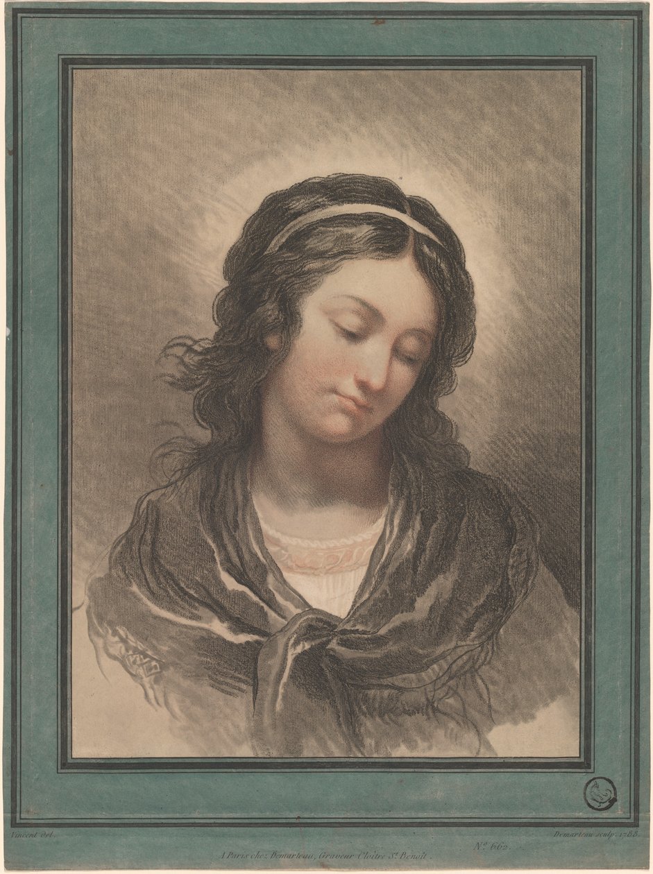 Lenéző nő feje alkotó: Gilles Antoine Demarteau after François André Vincent