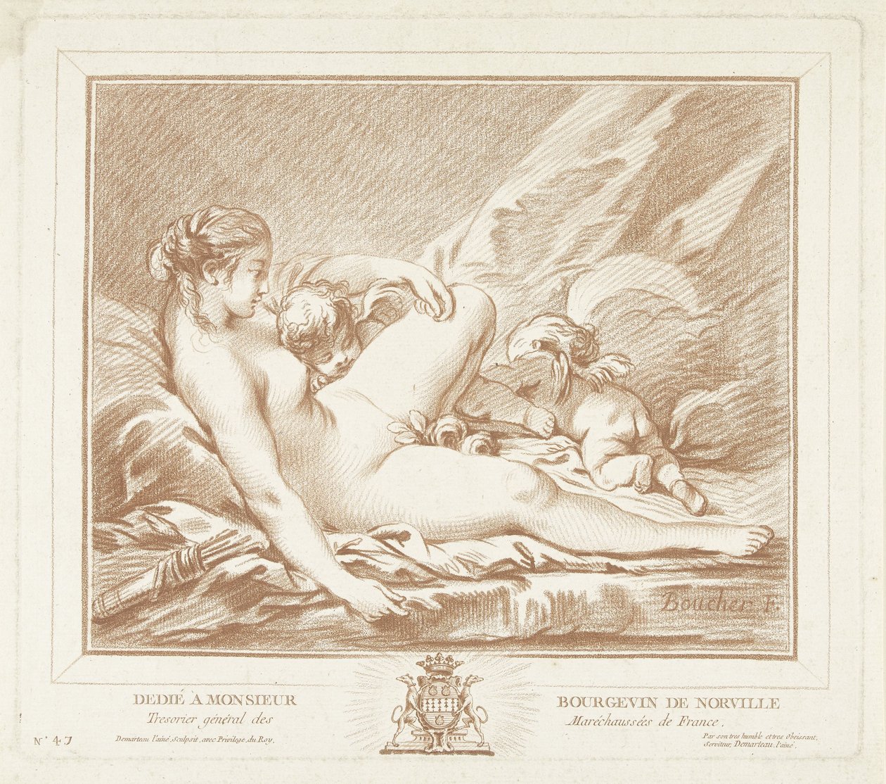 Liggende Venus találkozott Amor en Anterosszal alkotó: Gilles Demarteau