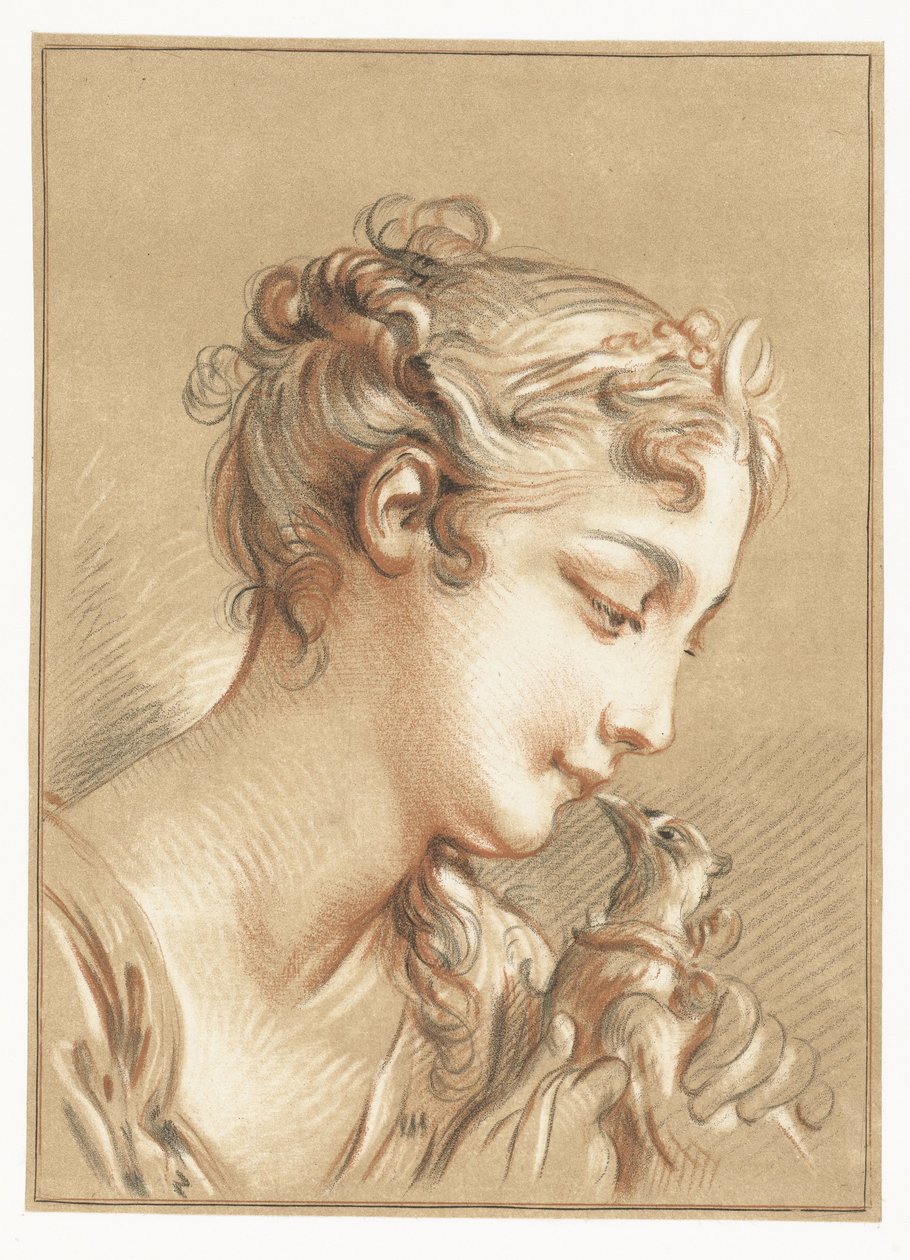 Lány galambbal Tête de Diane à la Colombe alkotó: Gilles Demarteau