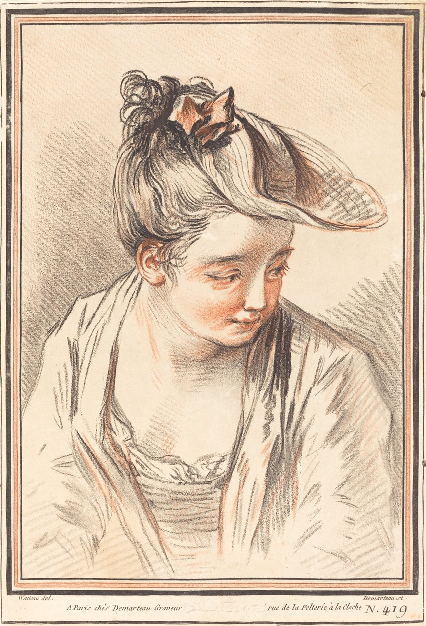 Egy fiatal nő feje alkotó: Gilles Demarteau, the Elder after Antoine Watteau