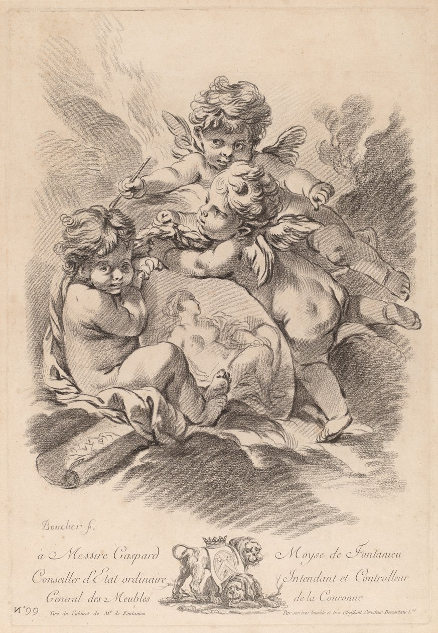 A három kerubos festészet allegóriája (99) alkotó: Gilles Demarteau the Elder after François Boucher