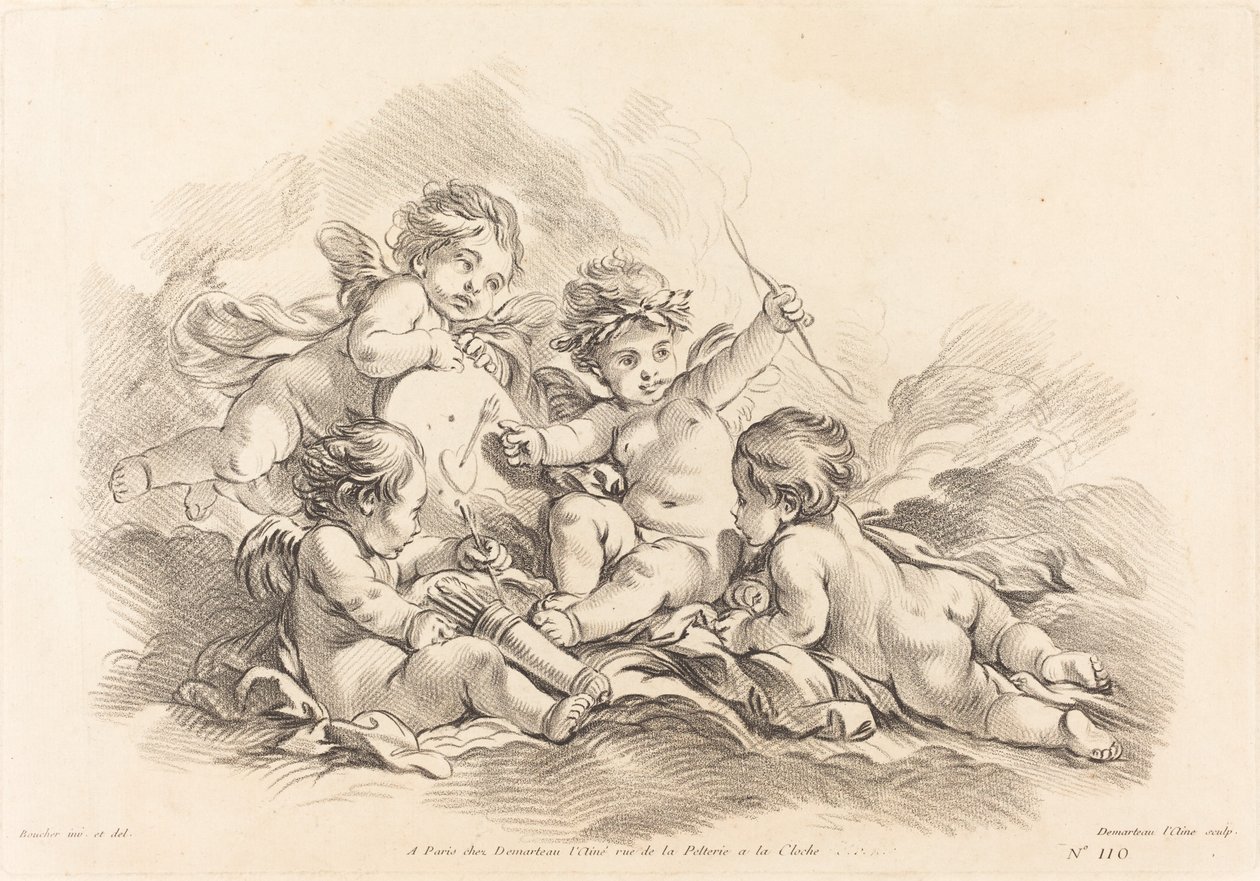 Négy kerub a célgyakorlaton alkotó: Gilles Demarteau, the Elder after François Boucher