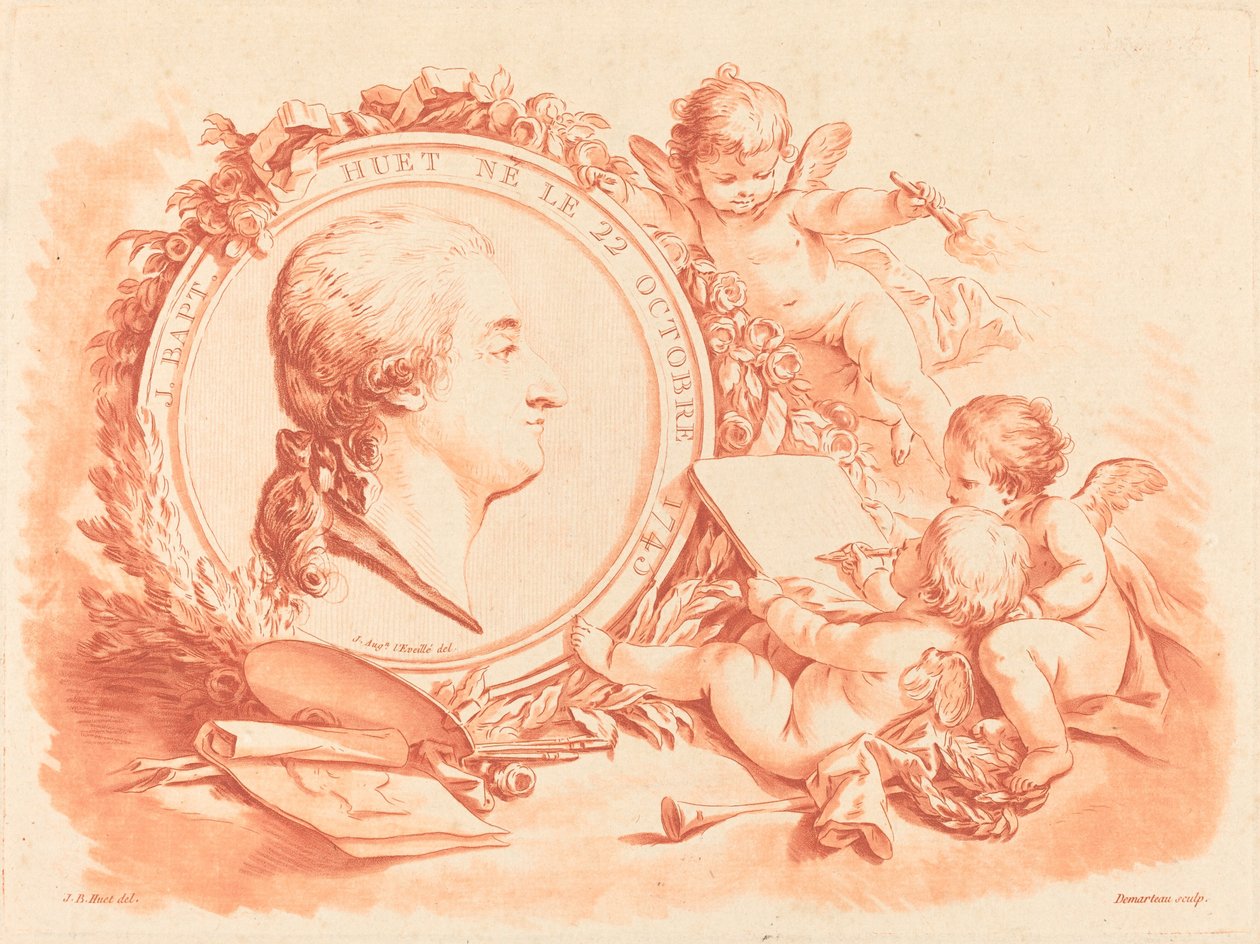 Jean-Baptiste Hüet allegorikus portréja alkotó: Gilles Demarteau, the Elder after Jean Baptiste Hüet, I after Jean Augustin Léveillé