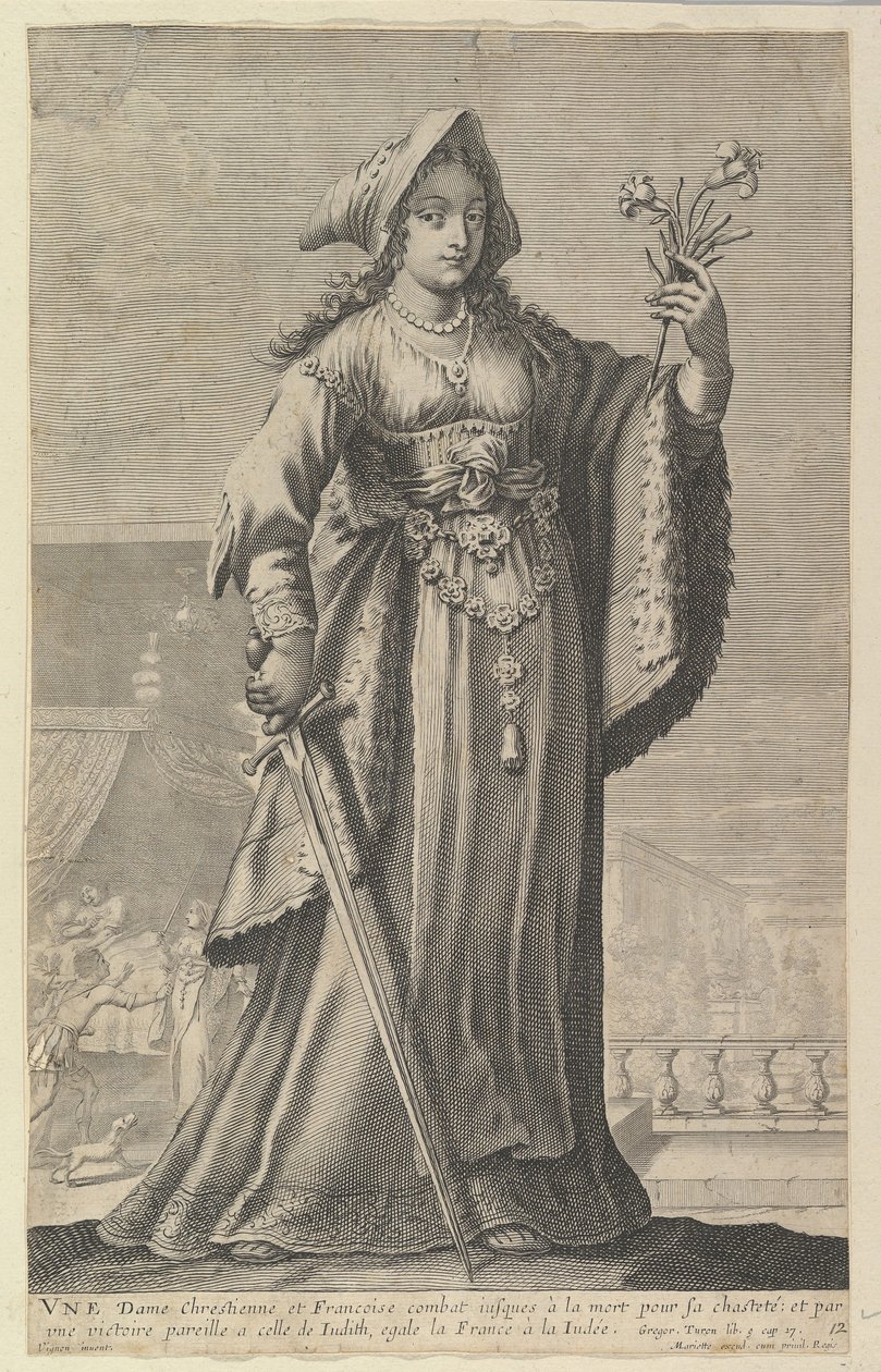 Egy francia keresztény nő Egy keresztény és francia hölgy, 1647. Alkotók: Gilles Rousselet, Abraham Bosse. alkotó: Gilles Rousselet and Abraham Bosse