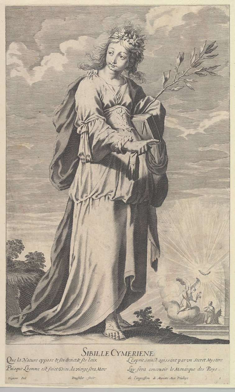 Cimmerian Sibyl, kb. 1635. Alkotók: Gilles Rousselet, Abraham Bosse. alkotó: Gilles Rousselet and Abraham Bosse