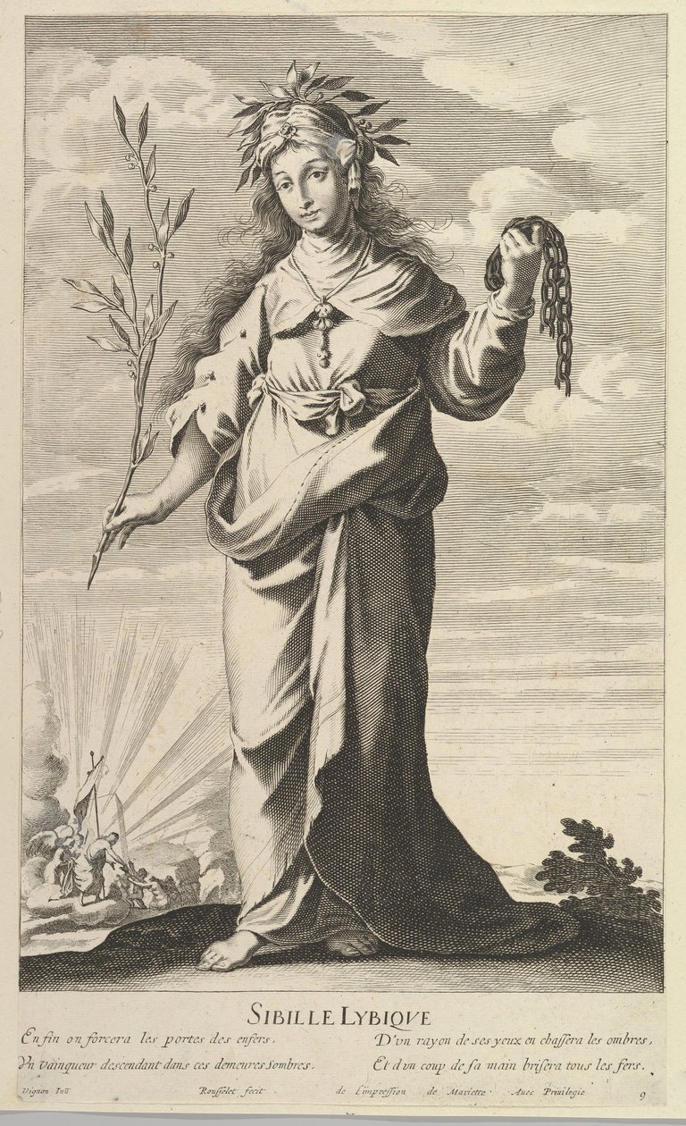 Lybian Sibyl, kb. 1635. Alkotók: Gilles Rousselet, Abraham Bosse. alkotó: Gilles Rousselet and Abraham Bosse