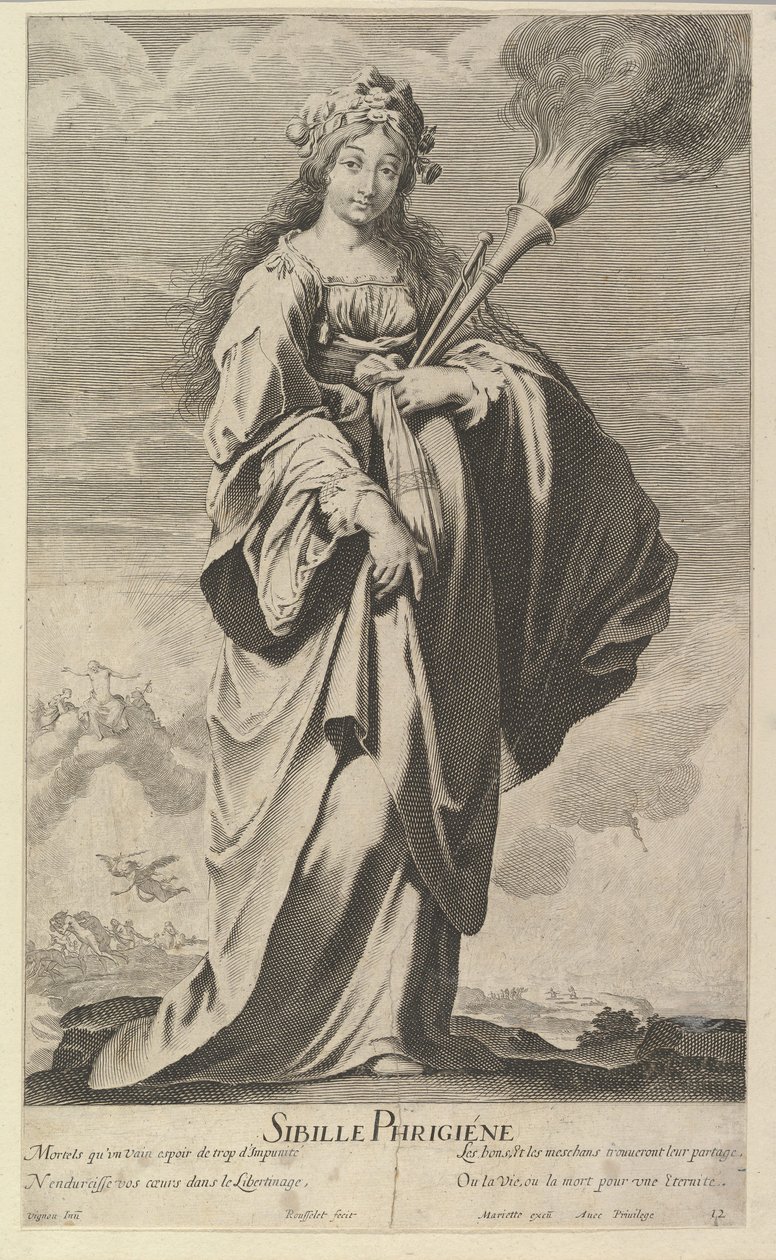 phrygian Sibyl, kb. 1635. Alkotók: Gilles Rousselet, Abraham Bosse. alkotó: Gilles Rousselet and Abraham Bosse