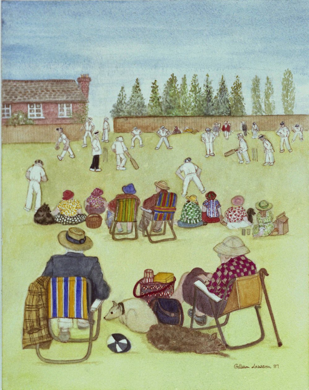 Tücsök a zöldön, 1987 (akvarell papíron) alkotó: Gillian Lawson