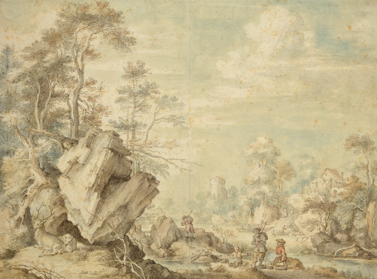 Táj, 1623 (toll és WC papíron) alkotó: Gillis Claesz d Hondecoeter
