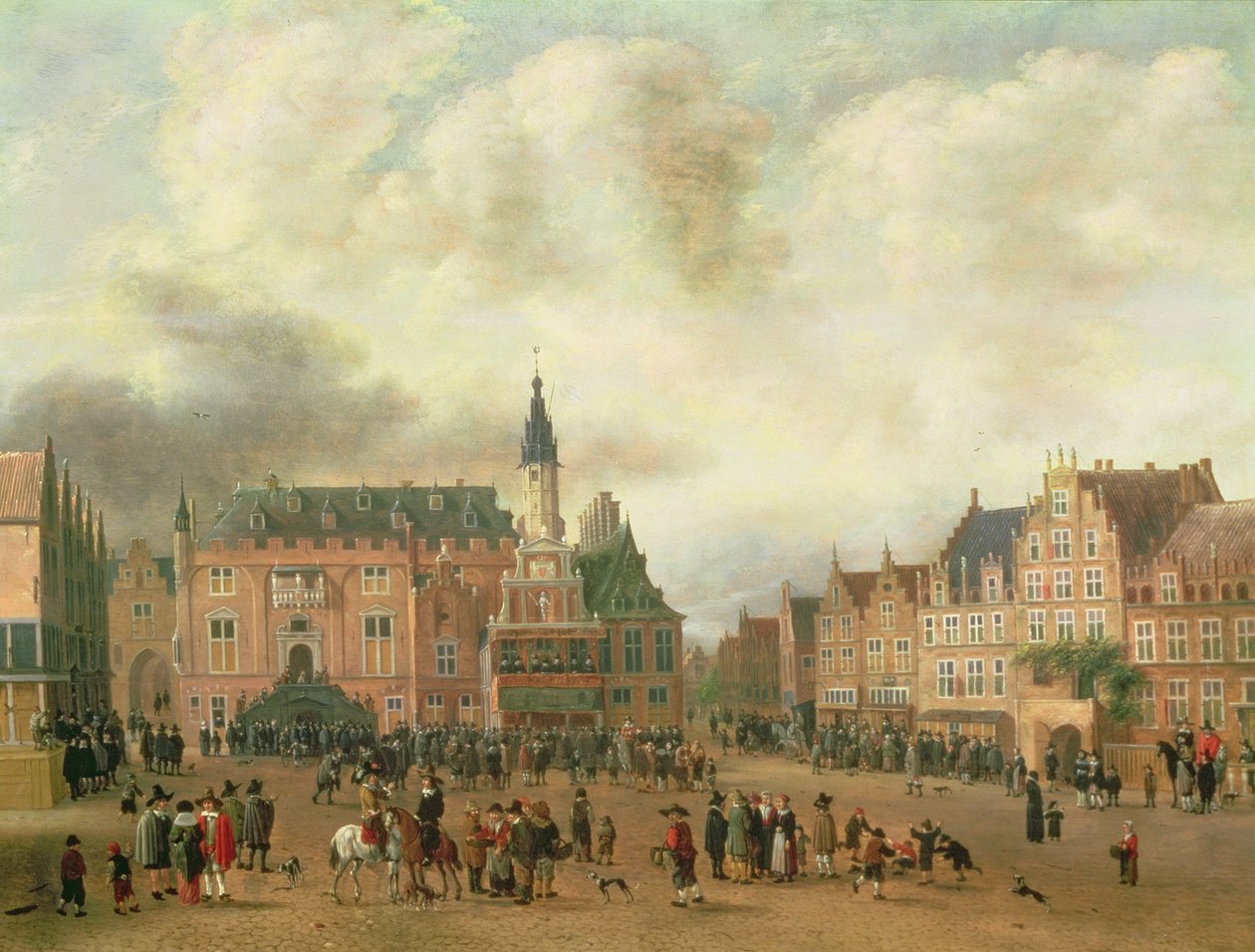 A bredai béke bejelentése a Grote Markt-ban, Haarlem, 1667 körül alkotó: Gillis Rombouts