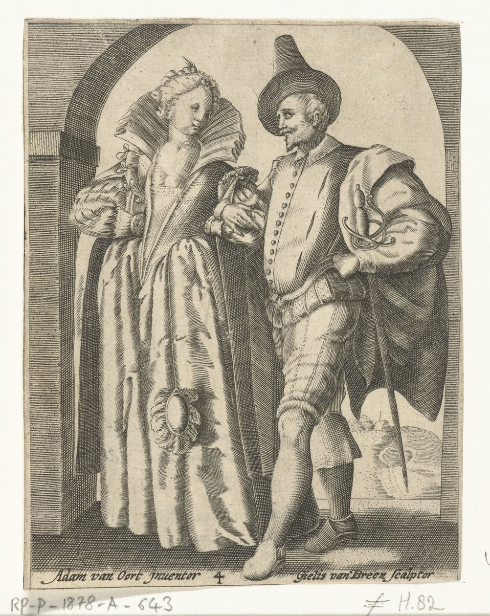 Férfi és nő, 1590-1600 divatja szerint öltözve alkotó: Gillis van Breen