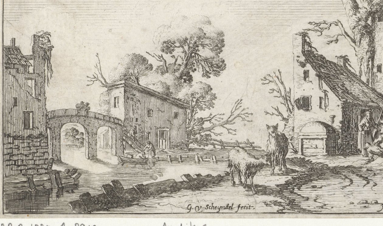 Farm és torony a folyón (Het Heor) Tájak az öt érzékkel (sorozat címe) alkotó: Gillis van Scheyndel (I)
