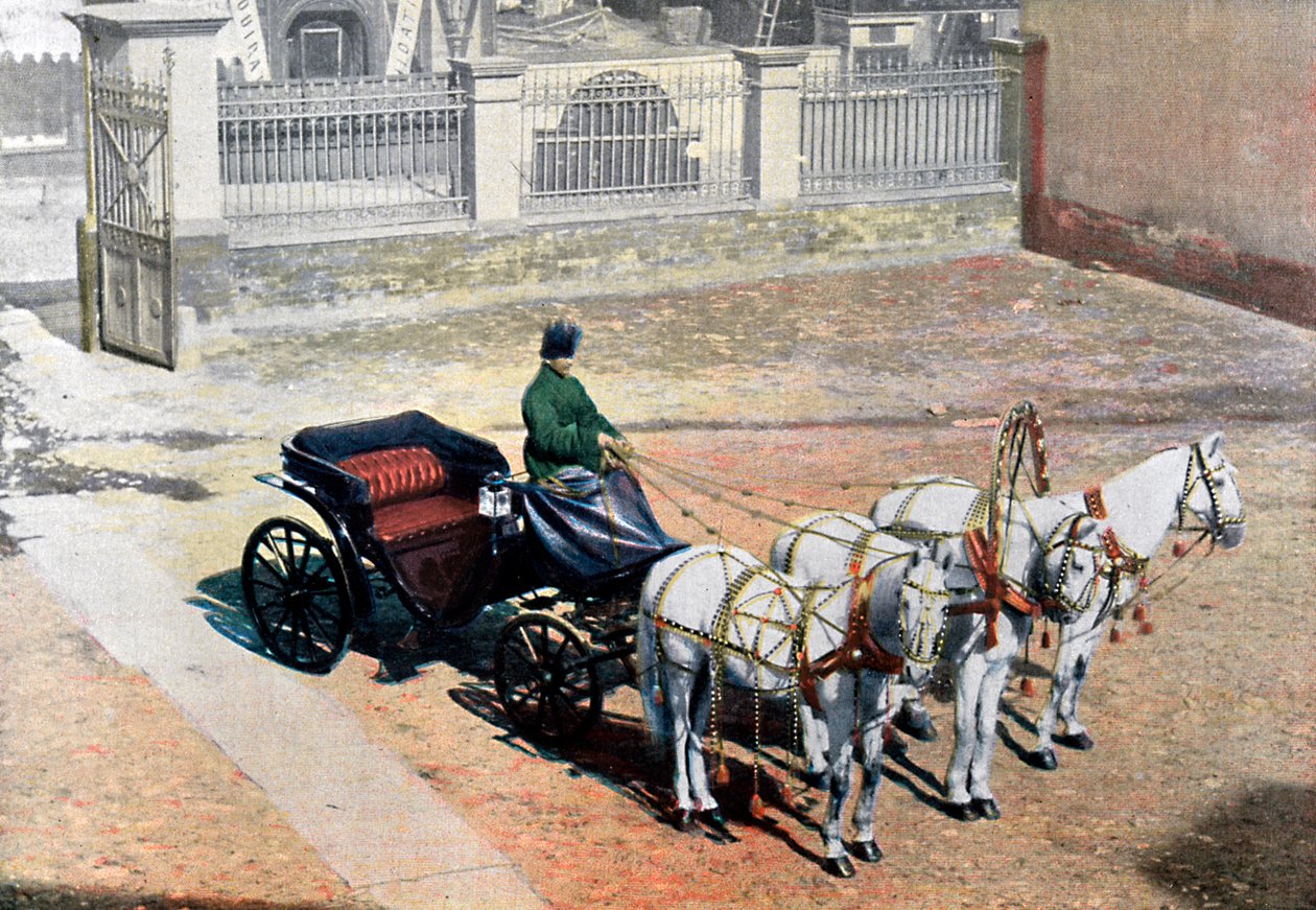 Három ló vontatta trojka nyáron, Oroszország, 1890 alkotó: Gillot