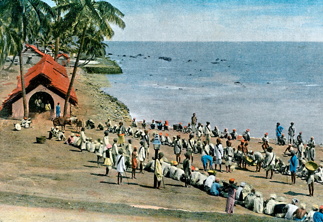 Közös falusi étkezés, Andamán- és Nicobar-szigetek, Indiai-óceán, 1890 körül alkotó: Gillot