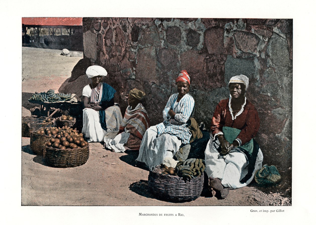 Gyümölcsárusok, Rio de Janeiro, Brazília, 19. század alkotó: Gillot