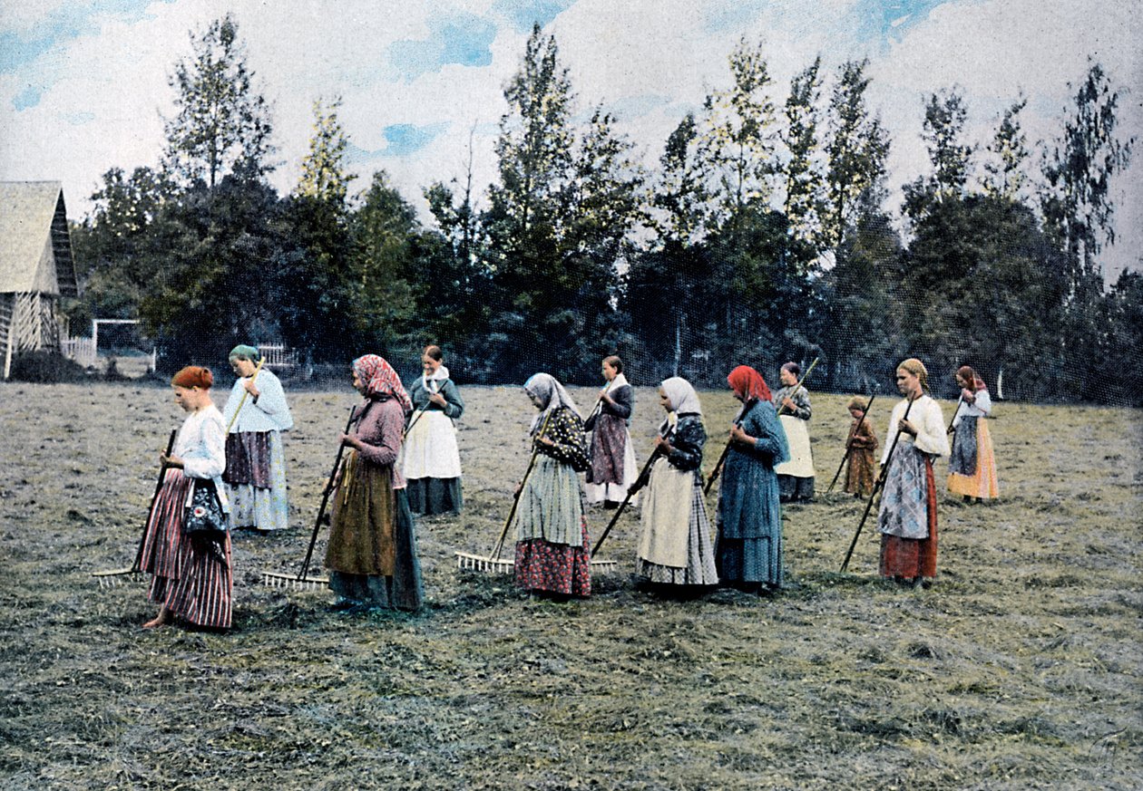 Szénavágás Moszkva környékén, Oroszország, 1890 alkotó: Gillot