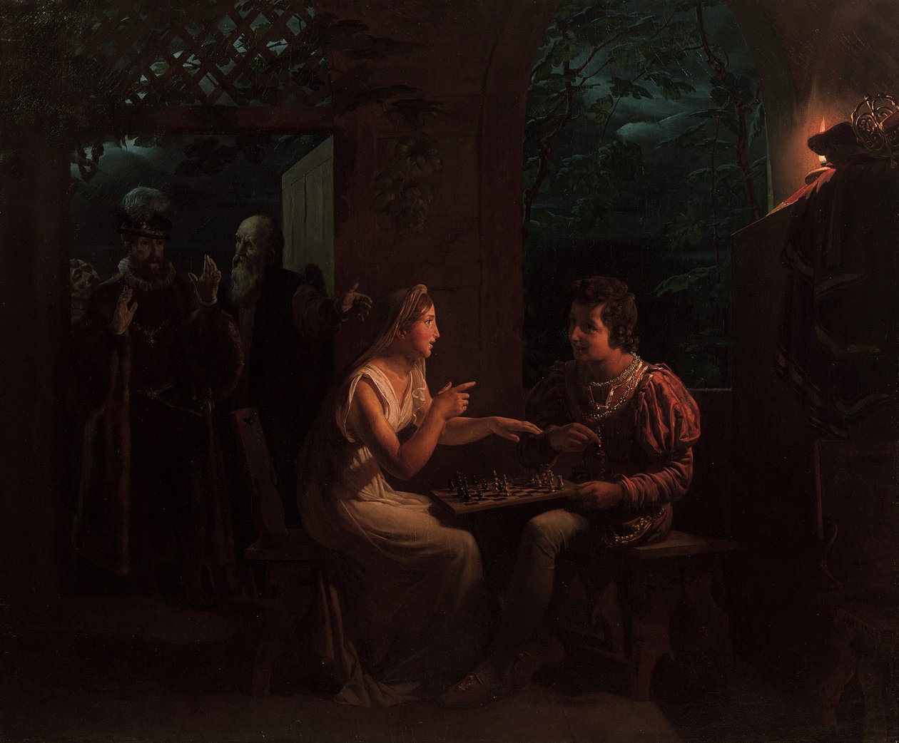 Ferdinand és Miranda sakkoznak, 1822. alkotó: Gillot Saint Evre