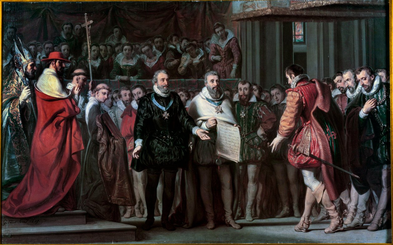 II. Fülöp spanyol elismeri IV. Henriket francia királyként Gillot Saint Evre festménye (1791-1858) 1837 V. 0,17x0,71 m alkotó: Gillot Saint Evre