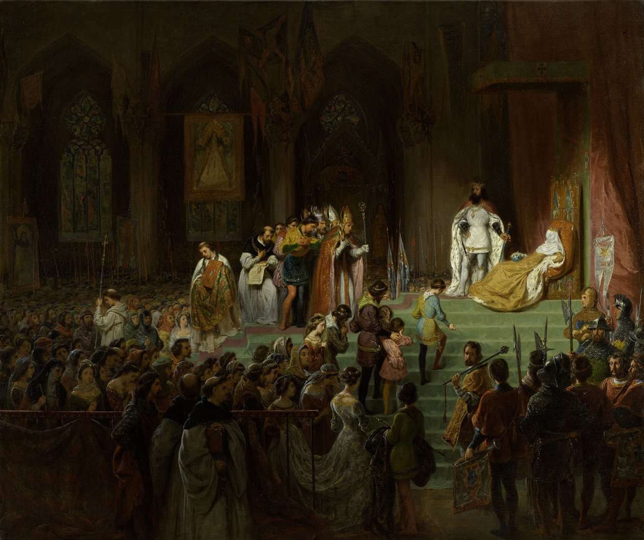A halott Inês de Castro megkoronázása a coimbrai katedrálisban, 1827-1828. alkotó: Gillot Saint Evre