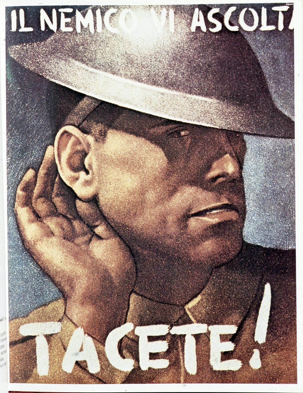 Csend, az ellenség figyelj) - Olasz propagandaplakát, v.1942 Illusztráció: Gino Boccasile (1901-1952) alkotó: Gino Boccasile