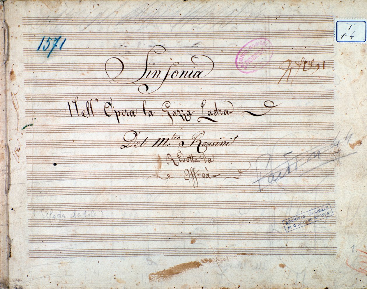 Gioacchino Rossini La gazza ladra (A tolvaj szarka) szimfóniájának első oldala alkotó: Gioachino Rossini