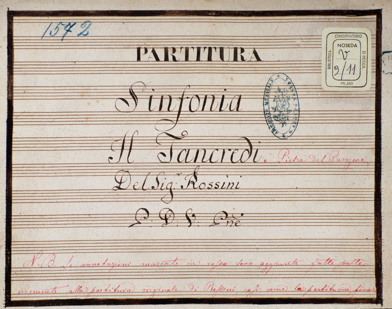 Kotta Tancredi kicsinyített szimfóniájához zongorára, Gioacchino Rossini operája alkotó: Gioachino Rossini