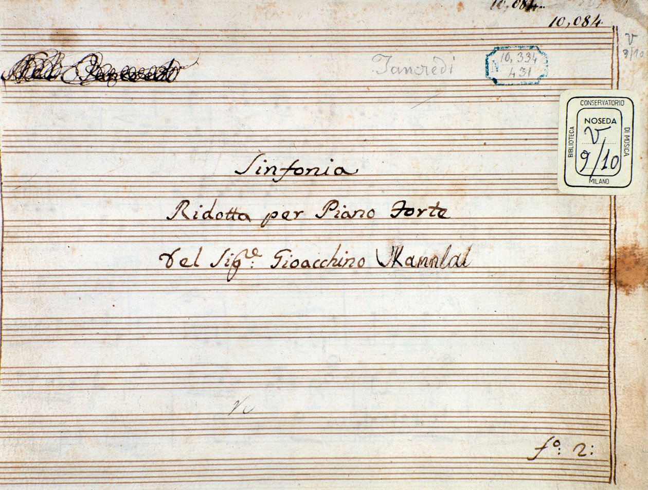 Kotta Tancredi kicsinyített szimfóniájához zongorára, Gioacchino Rossini operája alkotó: Gioachino Rossini
