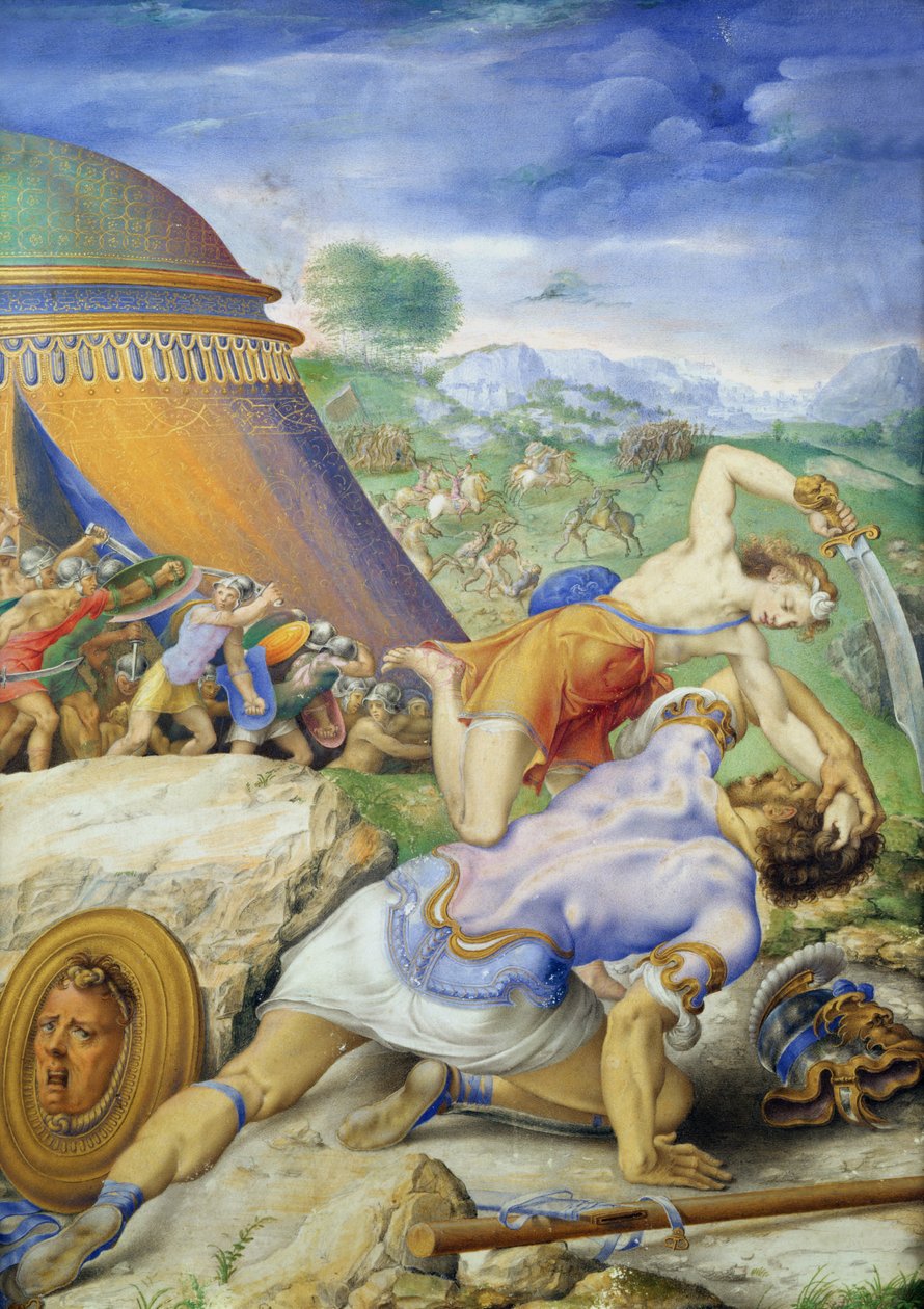 Dávid és Góliát, 1557-61 körül alkotó: Giorgio Giulio Clovio