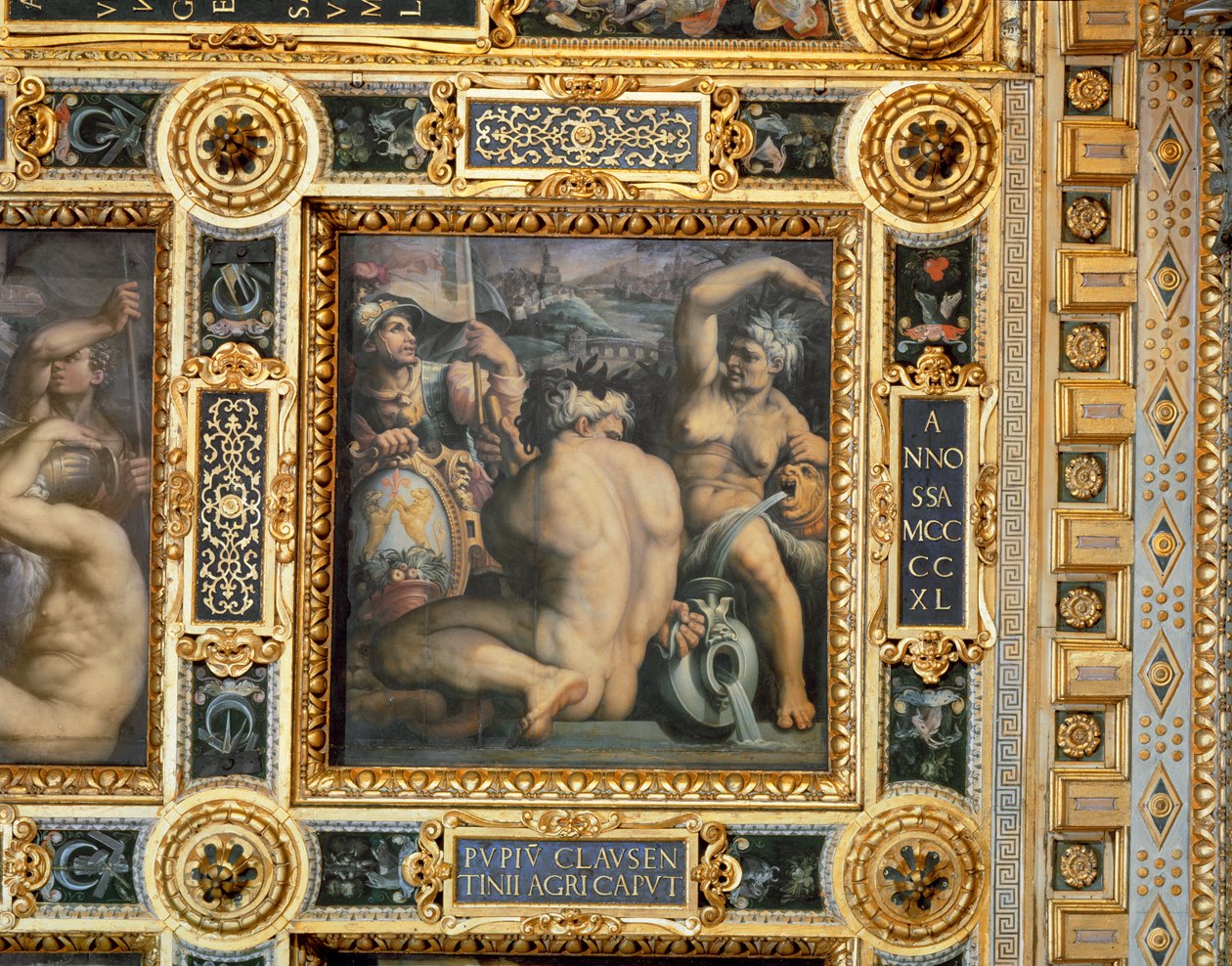 A Casentino régió allegóriája a Salone dei Cinquecento mennyezetéről, 1565 (panel) alkotó: Giorgio Vasari
