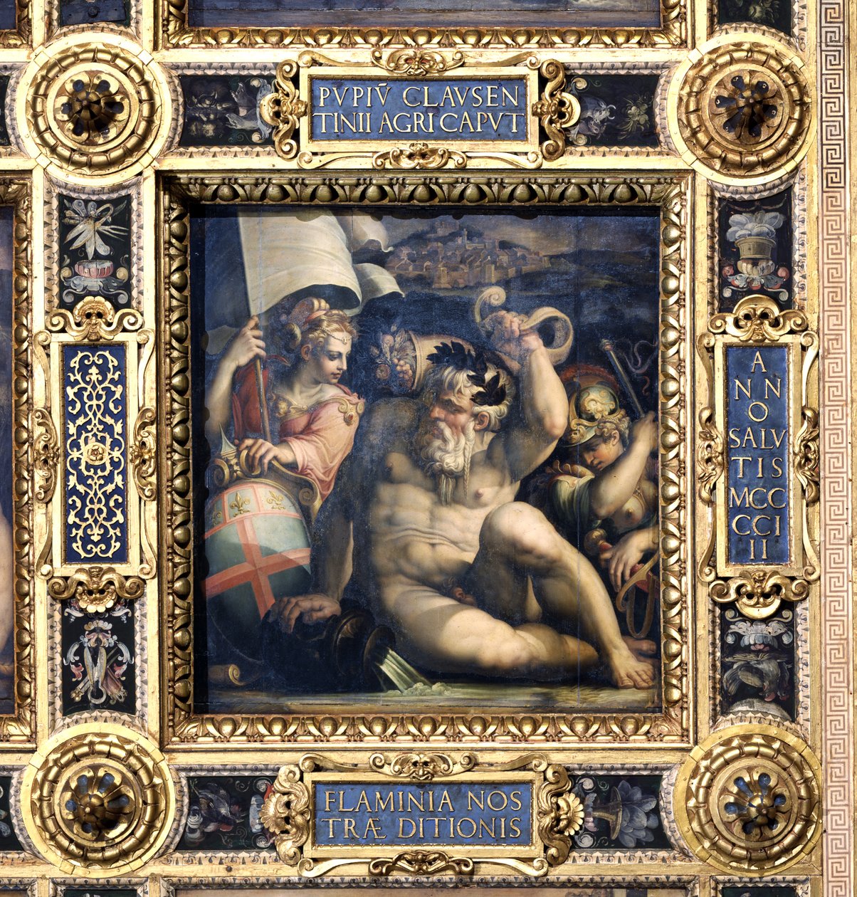 Romagna régió allegóriája a Salone dei Cinquecento mennyezetéről, 1565 (panel) alkotó: Giorgio Vasari