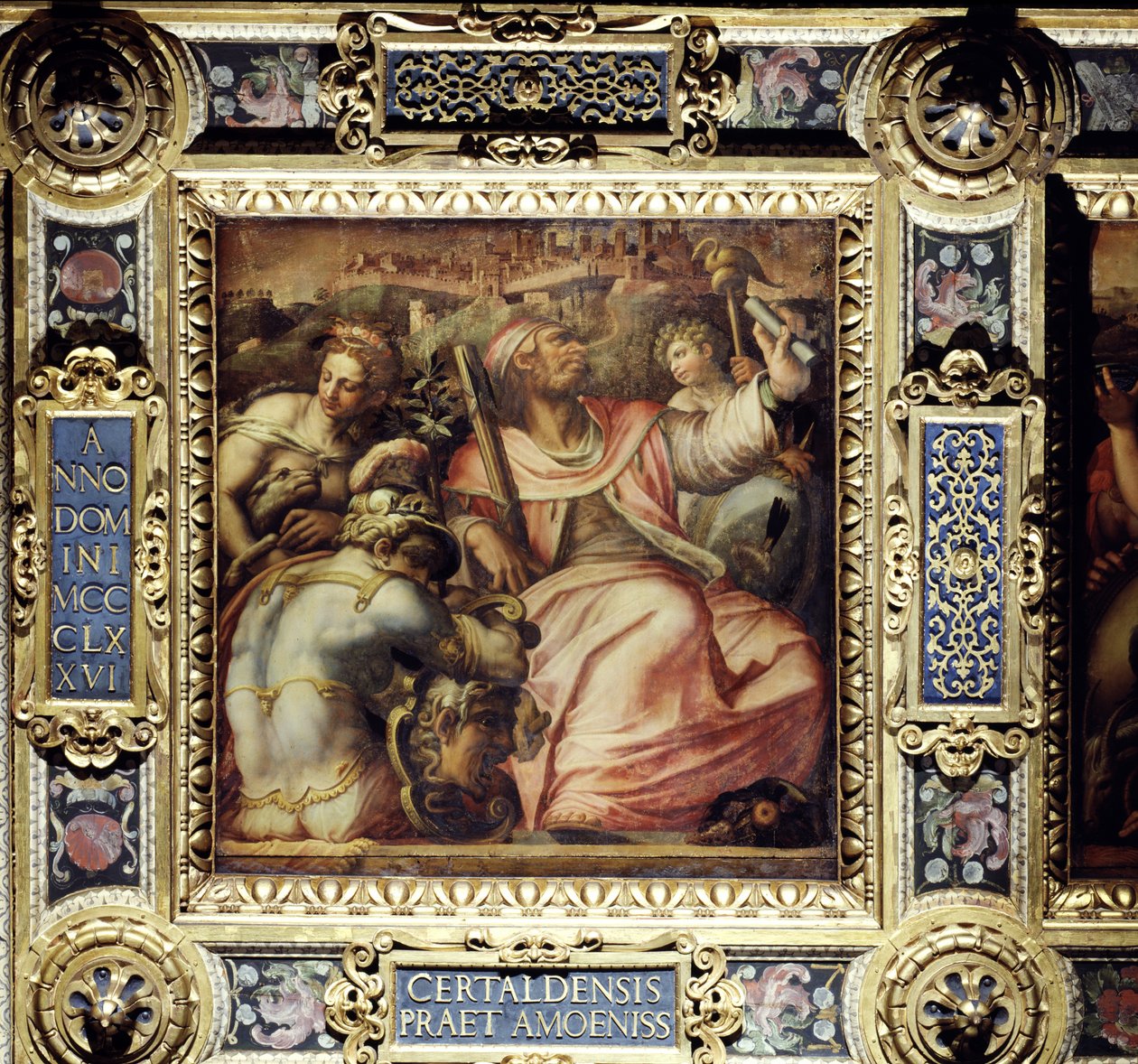 Certaldo városának allegóriája a Salone dei Cinquecento mennyezetéről, 1565 (tábla) alkotó: Giorgio Vasari