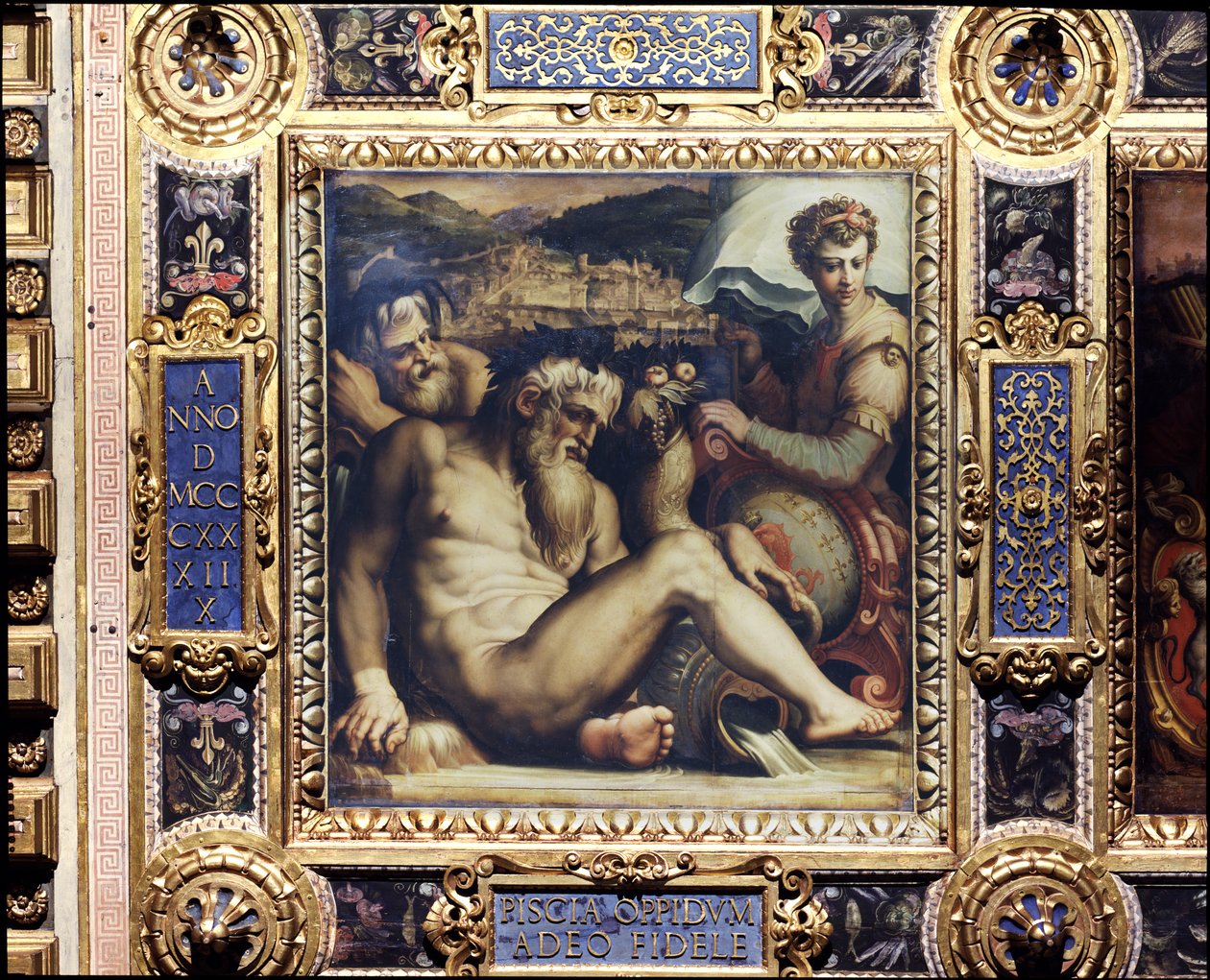 Pescia városának allegóriája a Salone dei Cinquecento mennyezetéről, 1565 (tábla) alkotó: Giorgio Vasari