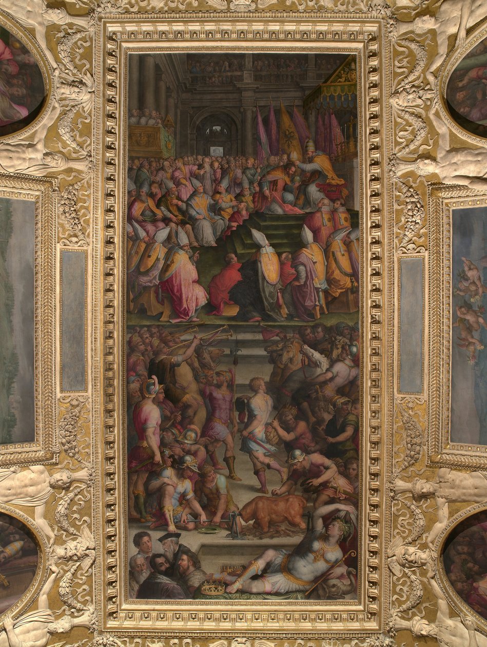 Kelemen VII koronázza V. Károlyt a bolognai San Petronio -ban alkotó: Giorgio Vasari