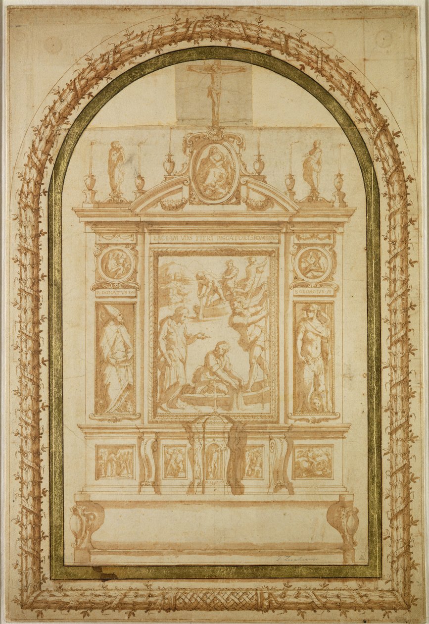 Halász Szent Péter, tanulmány a Vasari család oltárához Arezzóban, 1563 (toll és tinta papíron) alkotó: Giorgio Vasari
