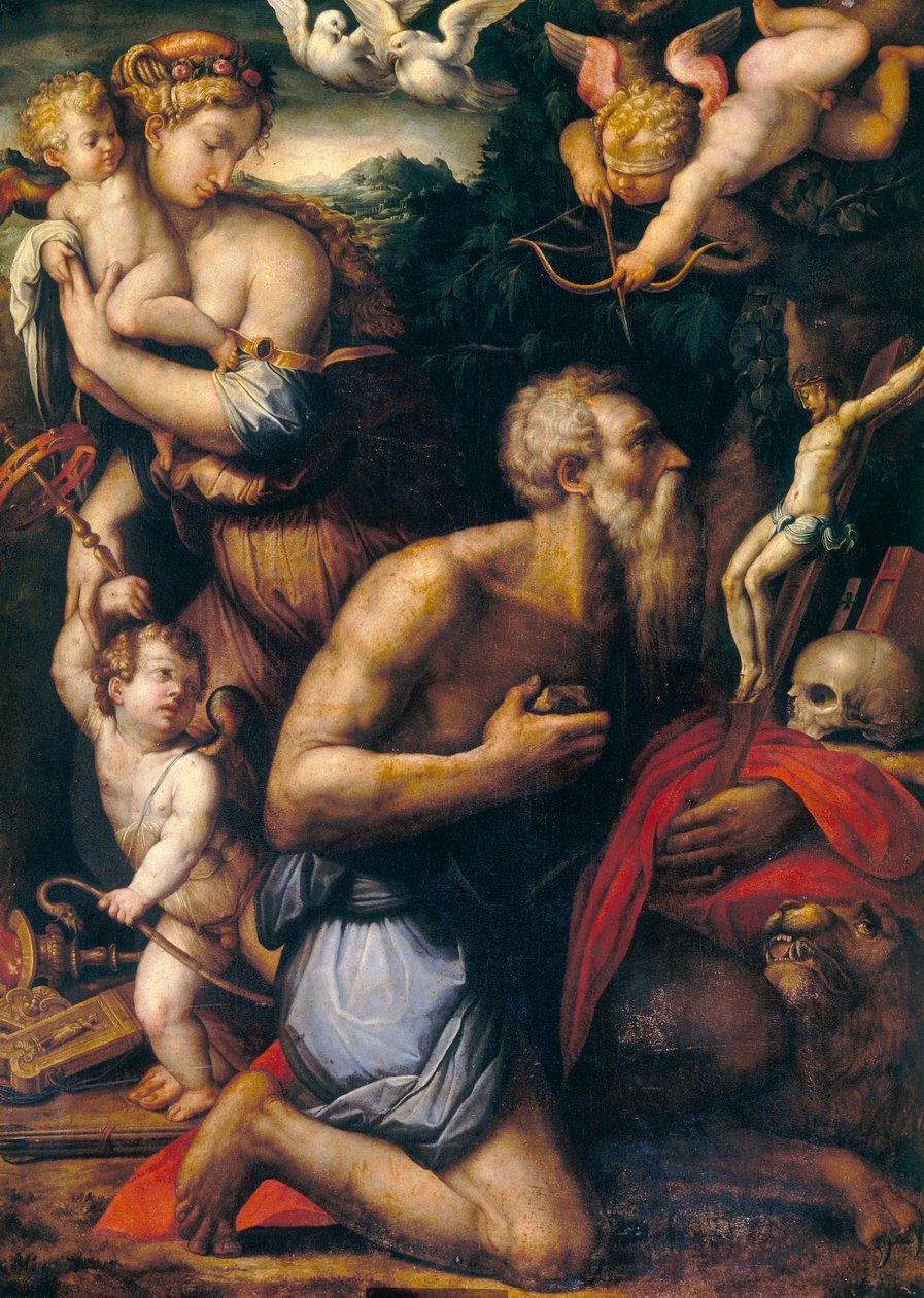 Szent Jeromos megkísértése alkotó: Giorgio Vasari