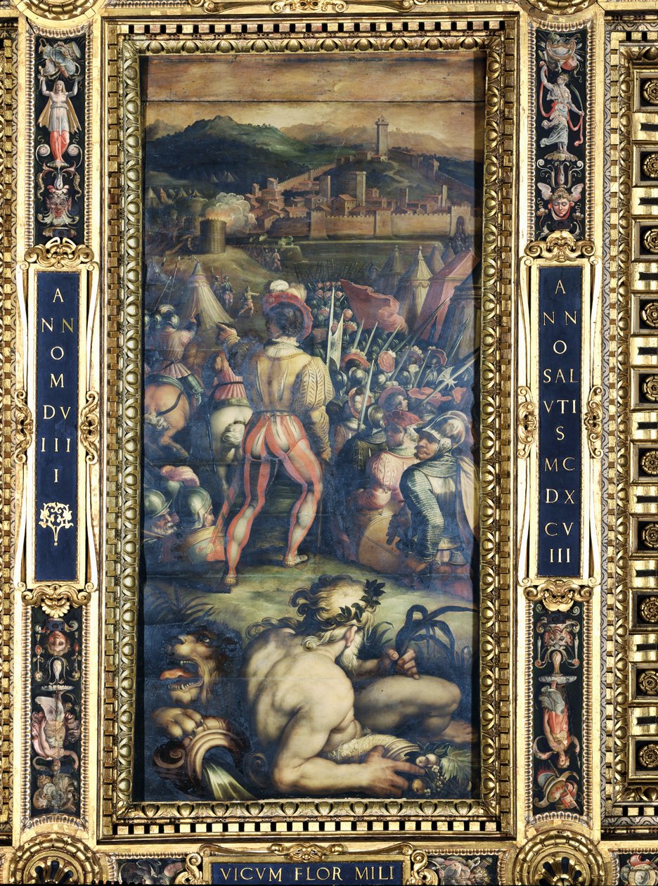 Vicopisano elfoglalása a Salone dei Cinquecento mennyezetéről, 1565 (tábla) alkotó: Giorgio Vasari