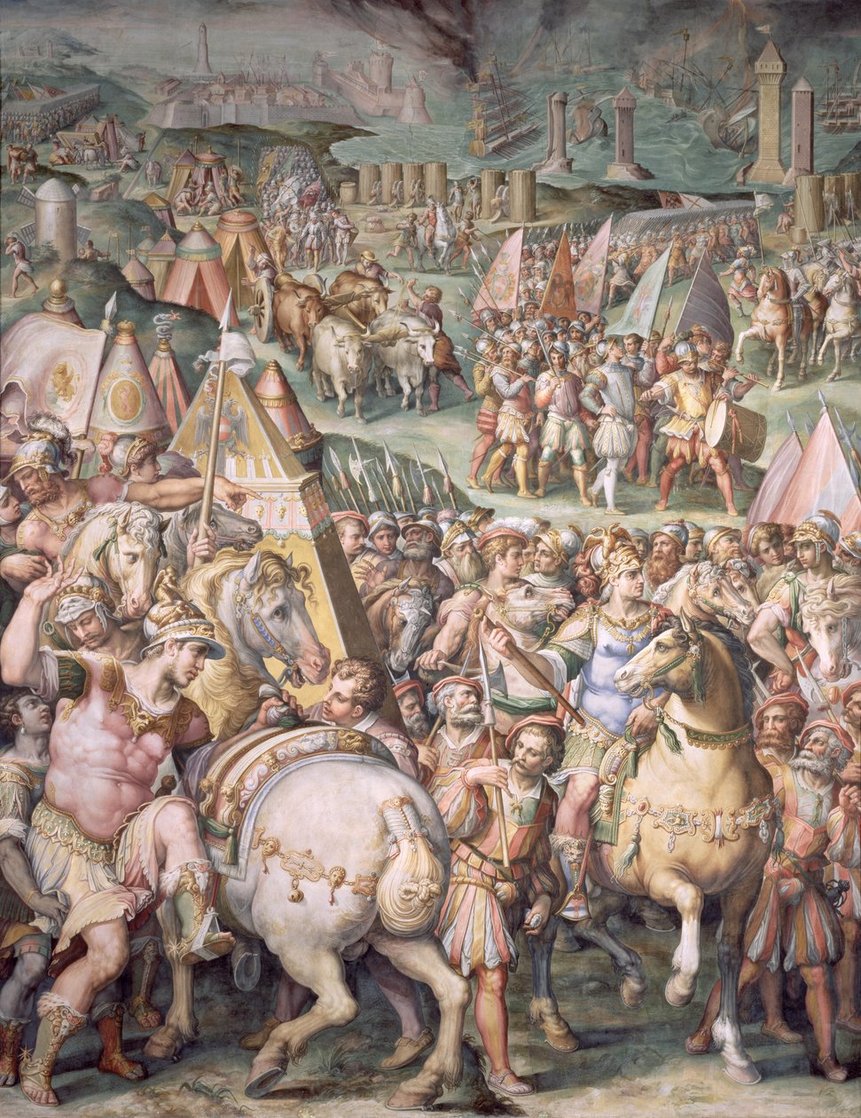 Maximilian I. (1459-1519) Livorno ostroma a Salone dei Cinquecento-ból, 1555-72 alkotó: Giorgio Vasari