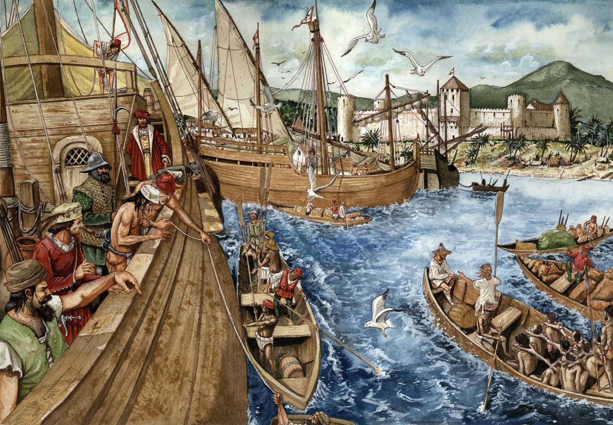 Az afrikai Aranypart (Ghána) gyarmatosítása: a portugálok 1482. január 21-én indultak el a guineai partvidékre, és az arany- és rabszolga-kereskedelem megerősítése érdekében megépítették Sao Jorge de Mina (Elmina) erődjét. Az afrikai partok mentén képvisel alkotó: Giorgio Albertini
