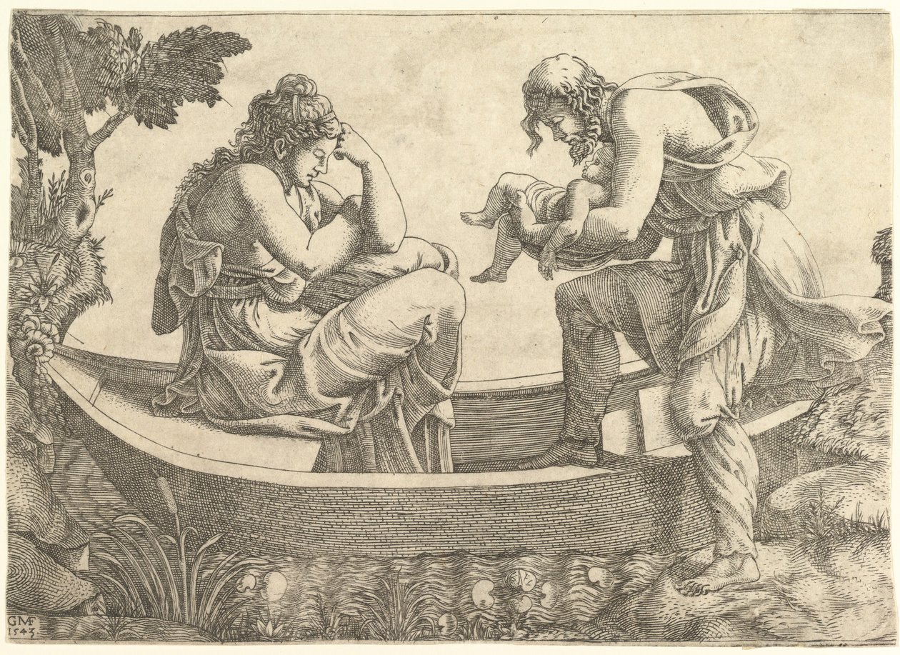 Danae és a csecsemő Perszeusz, akit Acrisius vetett ki a tengerre, 1543. alkotó: Giorgio Ghisi